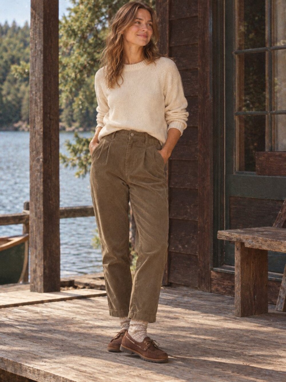 Vintage LL Bean Corduroy Pants Women 10 Petite 10P Tan Classic Fit Casual Y2K